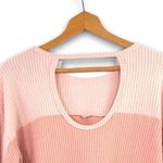 Hollister - Color Block Pink Waffle Knit, Open Back, Cinch Waist Long Sleeve Photo 5
