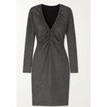 AQUA  Size L  Metallic Ruched detailing Long Sleeves Cocktail Sheath Dress Photo 2