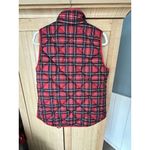 J Crew Size S Preppy Classic Tartan Plaid Puffer Vest w/ Snap Pockets Red Photo 4