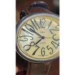 Collezio Quartz Watch White‎ Pearlized Dial Silver Tone Case Brown Leather Band Photo 3