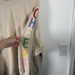 Aerie Oversized Down to Earth 'Cheers' Crew Sweatshirt Cream Womens XXL Photo 3