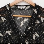 Vintage Claudia Richard Black Sheer Butterfly Print Button Top Fairy Y2K Size PM Photo 1