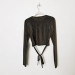 Reformation [] Metallic Gold Sparkle Tie Front Long Sleeve Jupiter Top Sz Large L Photo 2