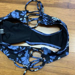 Adore Me  Bikini Bottoms Womens Small Black‎ Blue Floral Side-Tie Swimwear Summer Photo 2