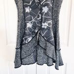 Sioni Studio Sleeveless Floral Embroidered Knitted Long Sweater Vest Cardigan Gray Size M Photo 3