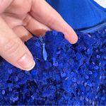 Lulus  Blue Sequin Fringe Mini Dress Womens L Halter Party Baddie Bling Prom Photo 7