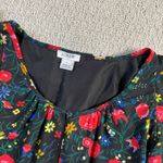 J.Crew Floral Ruffle Sleeveless Dress Black Red Flowers Party Cocktail Photo 2