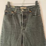 Levi's Ribcage Straight Ankle Jeans Gray Black Premium Button Fly Women 28 x 29 Photo 4