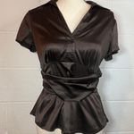 Ann Taylor  Women's Chocolate Brown Side Zip Blouse Photo 3