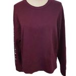Victoria's Secret Victoria Sport burgundy w/silver sleeve spellout crewneck sweatshirt size M. Photo 0
