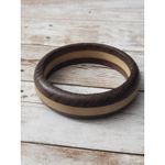 Vintage Bracelet / Bangle Wooden Two Tone Brown Photo 2