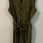 Slate + Willow Olive Green Sleeveless Button Tie Front Cargo Dress Size 8 Photo 0