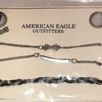 American Eagle  AE 3 Adjustable Silver Tone Black Boho Bracelets Photo 1