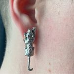 Vintage Novelty Chetah Leopard Big Cat Clip On Silver Earrings Photo 0