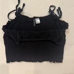 Divided Black Smocked Women's Top Photo 1