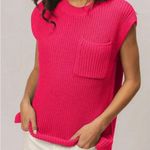 BiBi Patch Pocket Cap Sleeve Vibrant Pink Knit Sleeveless Top Size Medium Photo 0