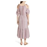 La Vie Rebecca Taylor Cold Shoulder Lurex Plaid Midi Dress Size Small Pink Photo 2