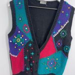 Vintage 90s Floral Cottagecore Sweater Vest SZ S Grandma Sweater Photo 1