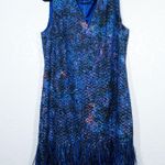 Elie Tahari New  Prussian Purple Ostrich Feather Lyra Dress Size 14 Photo 1