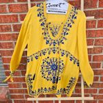 Flint Moss Beach size Small Embeoidered Swim Coverup Yellow & Blue Photo 0