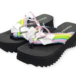 Handmade: new SOTM ❤︎︎ Striped Heart Crystal Embellished Platform Sandals ❤︎︎ 7M Black Size 7 Photo 7