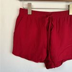 Robert Rodriguez  Relaxed Low-Rise Drawstring Silk Shorts, Crimson Size XS Photo 3