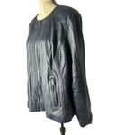 Black Rivet  Womens Size 2x Blue Leather Moto Jacket Collarless Zip Closure Photo 1