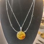 Sun Pendant Sterling Silver Yellow Orange Resin Inlay 925 Thailand Bonus 34 Inch Photo 1