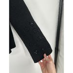 Fisherman Out Of Ireland Wrap Tie Wool Sweater Open Front Eyelet Womens Large Black Photo 3