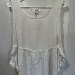 Umgee linen look Size Small Sleeveless Cream Top fringe trim Coastal Boho Photo 0