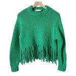 The Wolf Gang Verde Fringe Knit Heavyweight Sweater in Emerald Size XS/S Green Photo 1