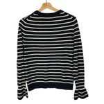 J.Crew Navy Blue & White Stripe Ruffle Sleeve Crewneck Sweater XS Photo 2