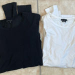 Theory  bundle of 2 long sleeved cotton/rayon blend t-shirts; capsule wardrobe; S Photo 0