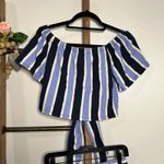 Juicy Couture Keyhole Crop Edgy Blue Black White Striped Top Shorts Size Small Photo 4