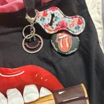 Handmade  Stylish Black Red Lips & love tote bag Photo 3