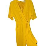Trina Turk  Kai Yellow Crepe Jumpsuit Three Quarter Sleeve Wide Leg size 6 Photo 4