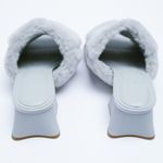 ZARA BLOCK HEEL FAUX FUR SANDALS MULES SLIDES SLIPPERS Baby Blue Size 7.5/38 NEW Photo 4