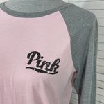 PINK - Victoria's Secret Victorias Secret Pink Sequin Logo Baseball Tee Shirt Pink Grey Medium Photo 4