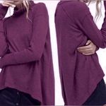 We The Free Free People  Oversized Split Back Turtleneck Sweater Tunic‎ Top Plum Photo 3