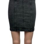 Free People Modern Femme Dark Grey Panel Bodycon Denim Jean Mini Skirt Size 2 Photo 0