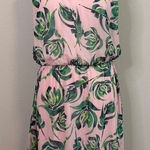 Everly  Floral Print Dress Smocked Neck Sleeveless Pink Green‎ Medium Photo 0