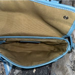 Coach Y2K VTG # 6686 RARE COLOR GLACIER blue/Monogram Canvas SLV crossbody GUC Photo 7