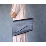 CRIZ Swiss Handmade Clutch Shoulder Bag Asymmetrical Brown Leather Minimalist Photo 0