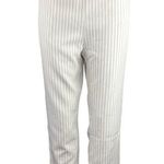 Lucy Paris  White Black Striped High Rise Belted Straight Cropped Trouser Pants M Photo 0