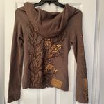 Lauren Moshi  Butterflies & Tree Women’s Brown Hoodie Size XS Photo 2