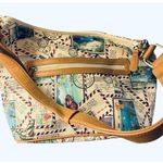 kim rogers Postcard Stamp Print Satchel Bag Medium Size Butterfly Purse Handbag Photo 2