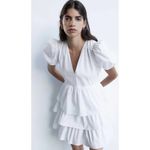 ZARA  Poplin Dress White Size‎ Small Ruffles Photo 2