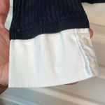 Anthropologie Maeve  Black Layered Ribbed Cardigan Buttoned White Sleeve Blouse Photo 3