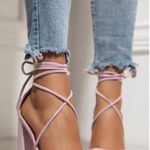Miss Lola suede pink tie up pointed toe heels women’s size 7 Photo 0
