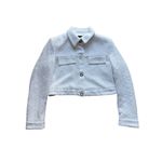 ZARA  Textured Cropped Blazer with Gold Buttons In Oyster White Size M Photo 7